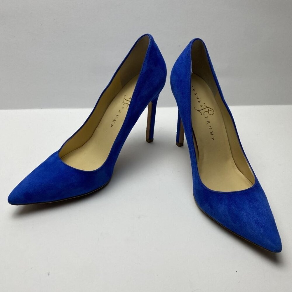 IVANKA TRUMP Royal Blue Suede Pointed Toe Pumps Size 8 - Picture 7 of 10